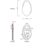 AULIC EVANSTONE ASYMMETRICAL FRAMELESS LED MIRROR MATTE GREY 530X900MM - FIL Kitchen Bathroom