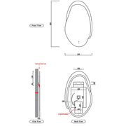 FRAMELESS LED MIRROR ASYMMETRICAL MATTE WHITE/MATTE GREY 530X900MM - FIL Kitchen Bathroom