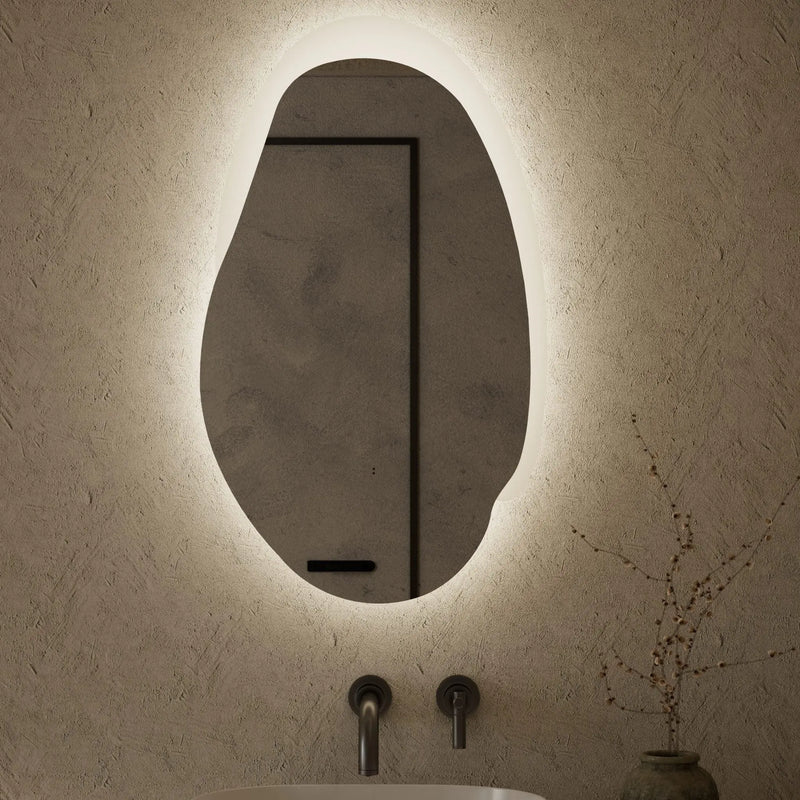 AULIC EVANSTONE ASYMMETRICAL FRAMELESS LED MIRROR MATTE WHITE 530X900MM - FIL Kitchen Bathroom