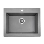 Grey Granite Single Bowl Kitchen Sink 490x580x220mm Aquaperla