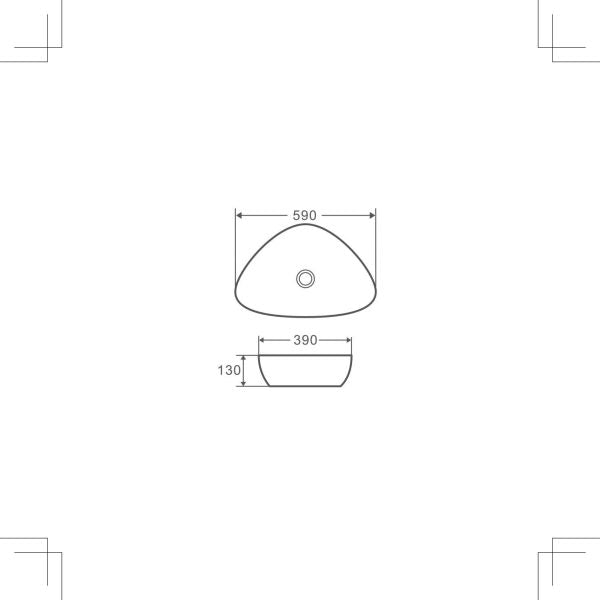 Lusso 59 Above Counter Triangular Basin 590 x 390 x 130 mm