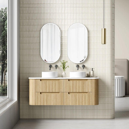Varcelli Tier Harvest Oak Wall Hung Vanity 1500mm/1800mm - FIL Kitchen Bathroom