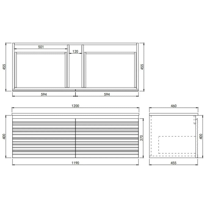 Sedona Matte White Fluted Wall Hung PVC Vanity 600mm/750mm/900mm/1200mm/1500mm - FIL Kitchen Bathroom