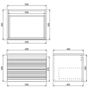 Sedona Matte Black Fluted Wall Hung PVC Vanity 600mm/750mm/900mm/1200mm/1500mm - FIL Kitchen Bathroom