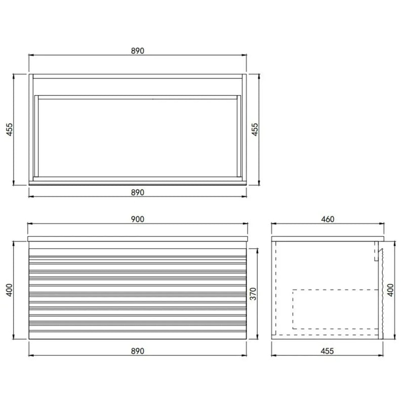 Sedona Matte Black Fluted Wall Hung PVC Vanity 600mm/750mm/900mm/1200mm/1500mm - FIL Kitchen Bathroom