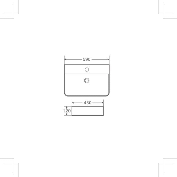 Marsay Matt White Wall Hung Rectangular Basin 590 x 430 x 120 mm