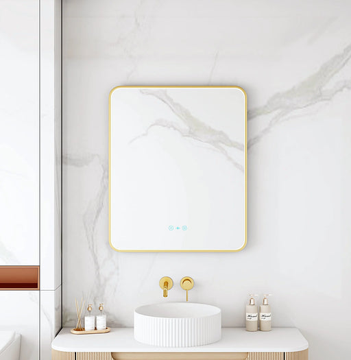Maia 600×750 / 750×900 / 1200×750mm LED Rectangular Mirror – Brushed Gold Frame mercioaustralia