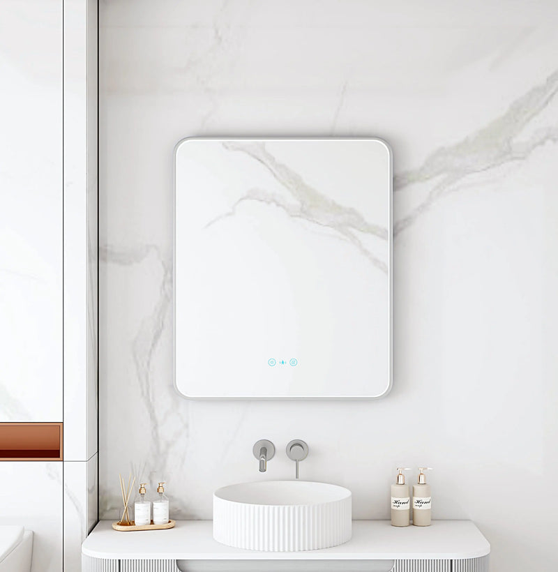 Maia 600×750 / 750×900 / 1200×750mm LED Rectangular Mirror – Brushed Nickel Frame mercioaustralia