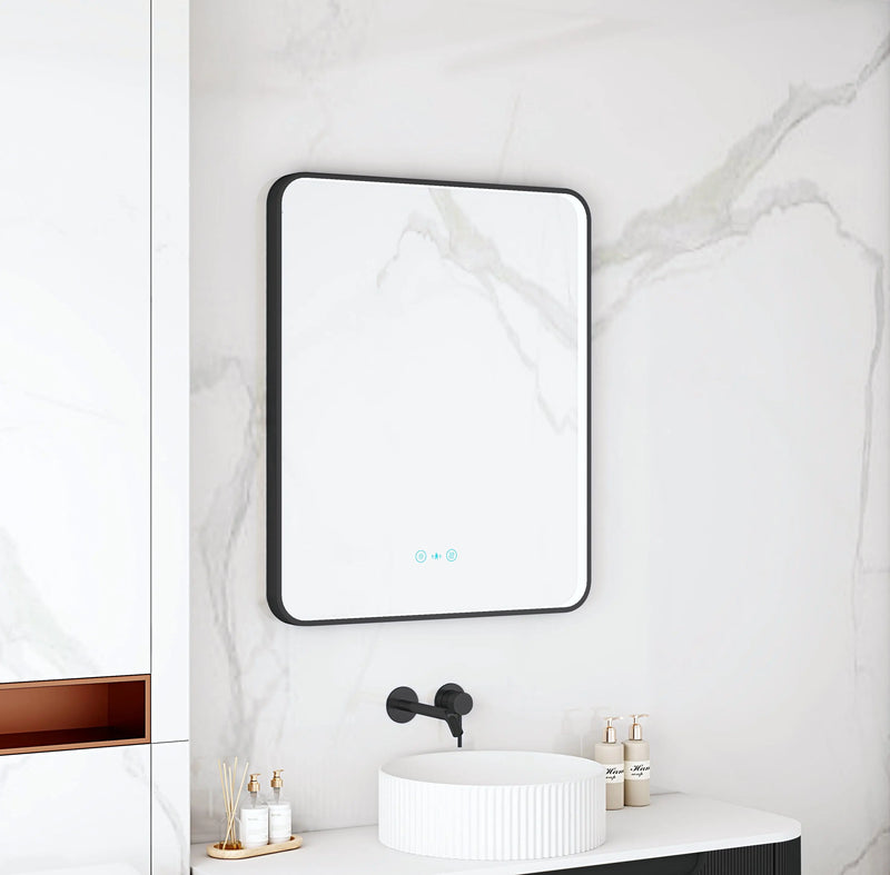 Maia 600×750 / 750×900 / 1200×750mm LED Rectangular Mirror – Matt Black Frame mercioaustralia