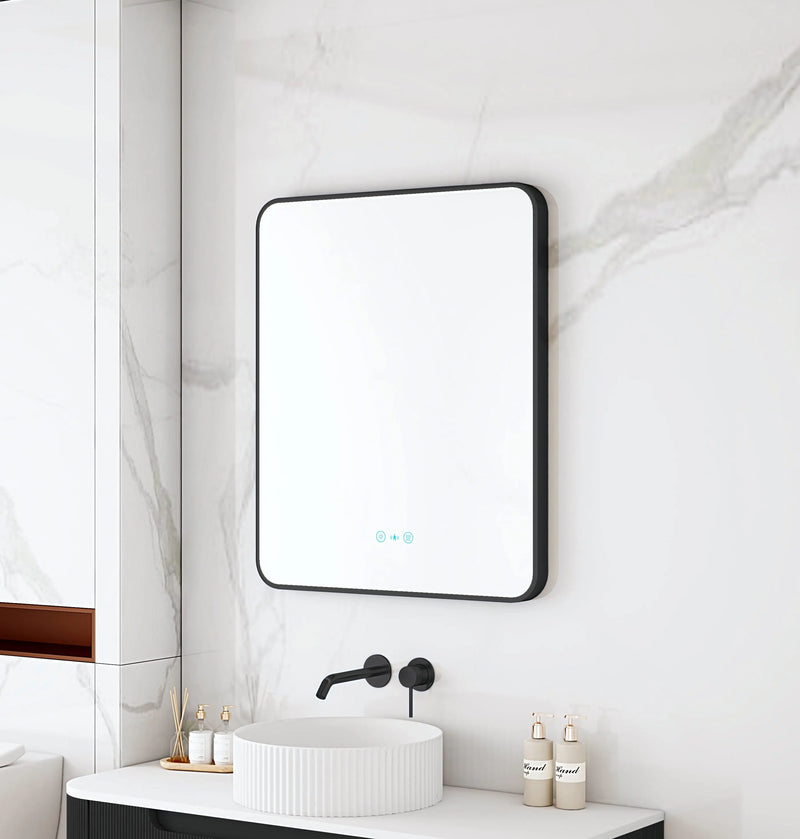 Maia 600×750 / 750×900 / 1200×750mm LED Rectangular Mirror – Matt Black Frame mercioaustralia