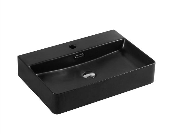 Marsay 73 Matt Black Wall Hung Rectangular Basin 590 x 430 x 120 mm