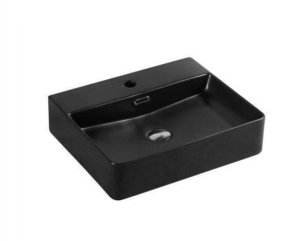 Marsay 73S Matt Black Wall Hung Rectangular Basin 500 x 420 x 120 mm