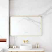 Maia 600×750 / 750×900 / 1200×750mm LED Rectangular Mirror – Brushed Gold Frame mercioaustralia
