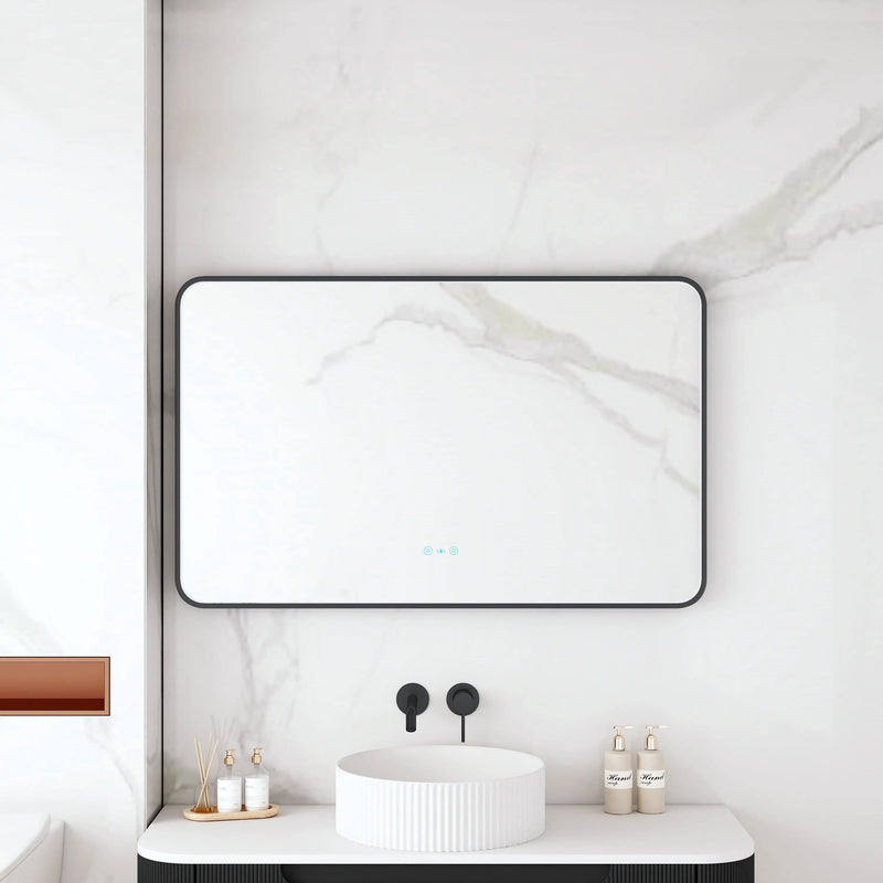 Maia 600×750 / 750×900 / 1200×750mm LED Rectangular Mirror – Matt Black Frame mercioaustralia