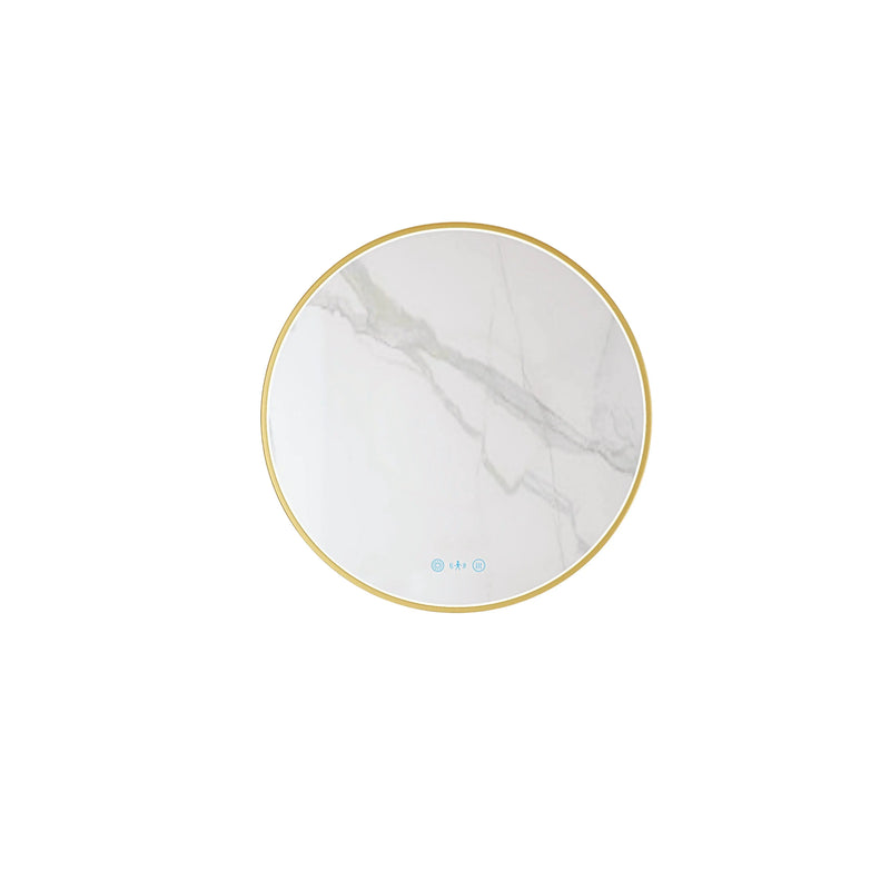 Maia 600/750/900mm LED Round Mirror – Brushed Gold Frame mercioaustralia