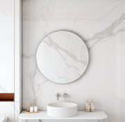Maia 600/750/900mm LED Round Mirror – Brushed Nickel Frame mercioaustralia
