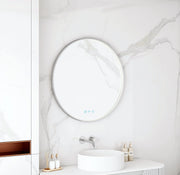 Maia 600/750/900mm LED Round Mirror – Brushed Nickel Frame mercioaustralia