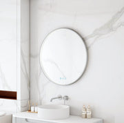 Maia 600/750/900mm LED Round Mirror – Brushed Nickel Frame mercioaustralia