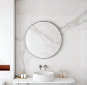 Maia 600/750/900mm LED Round Mirror – Gun Metal Frame mercioaustralia