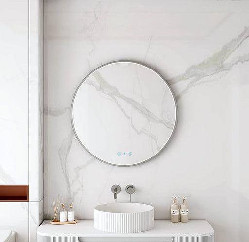 Maia 600/750/900mm LED Round Mirror – Gun Metal Frame mercioaustralia