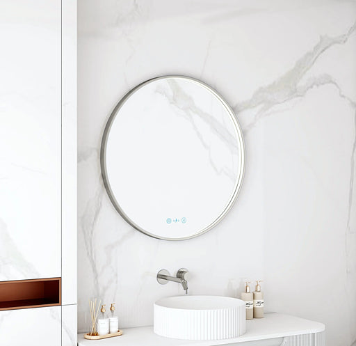 Maia 600/750/900mm LED Round Mirror – Gun Metal Frame mercioaustralia