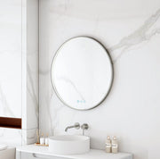 Maia 600/750/900mm LED Round Mirror – Gun Metal Frame mercioaustralia