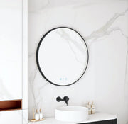 Maia 600/750/900mm LED Round Mirror – Matt Black Frame mercioaustralia