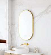 Maia 500×900mm LED Oval Mirror – Brushed Gold Frame mercioaustralia