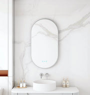 Maia 500×900mm LED Oval Mirror – Brushed Nickel Frame mercioaustralia