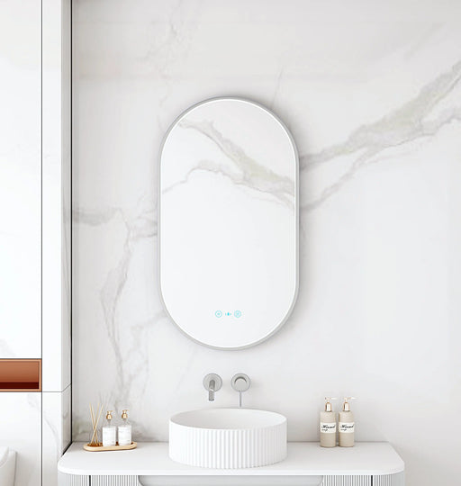 Maia 500×900mm LED Oval Mirror – Brushed Nickel Frame mercioaustralia