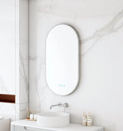 Maia 500×900mm LED Oval Mirror – Brushed Nickel Frame mercioaustralia