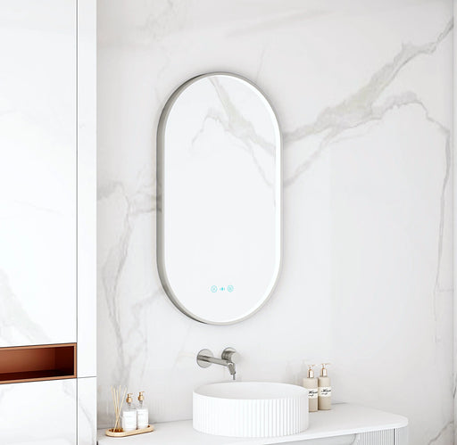 Maia 500×900mm LED Oval Mirror – Gun Metal Frame mercioaustralia
