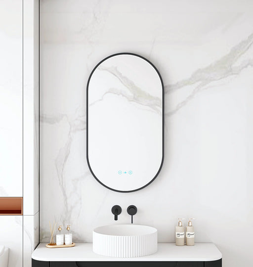 Maia 500×900mm LED Oval Mirror – Matt Black Frame mercioaustralia