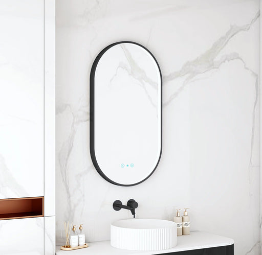 Maia 500×900mm LED Oval Mirror – Matt Black Frame mercioaustralia