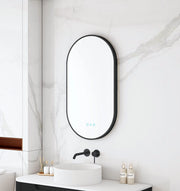 Maia 500×900mm LED Oval Mirror – Matt Black Frame mercioaustralia