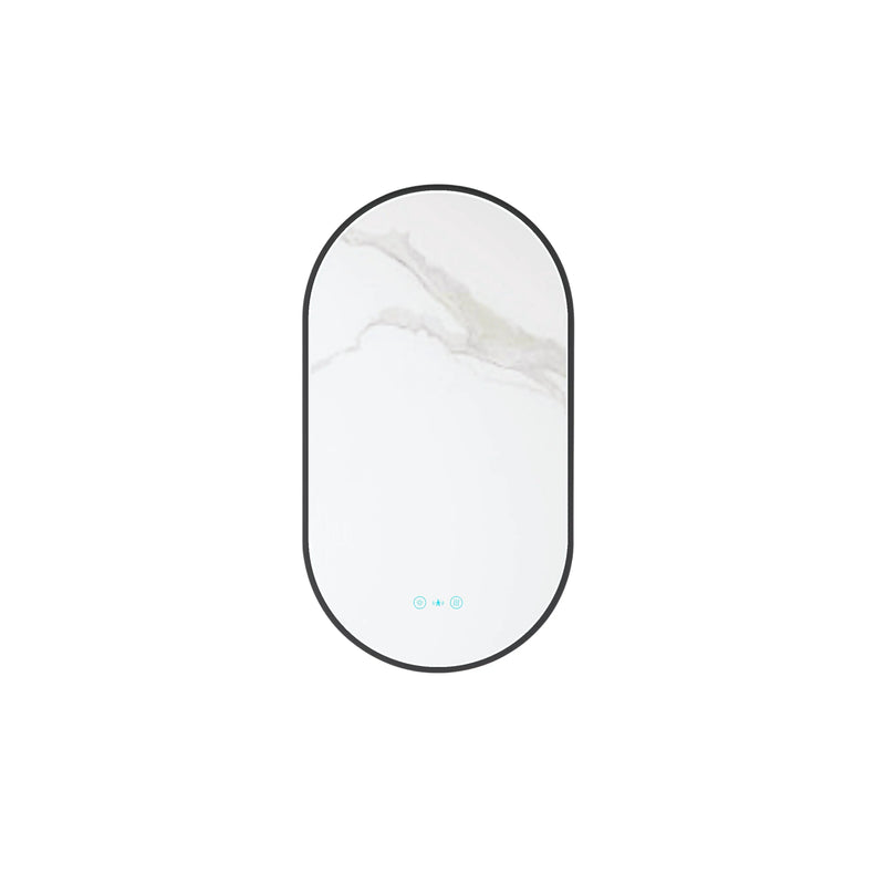 Maia 500×900mm LED Oval Mirror – Matt Black Frame mercioaustralia
