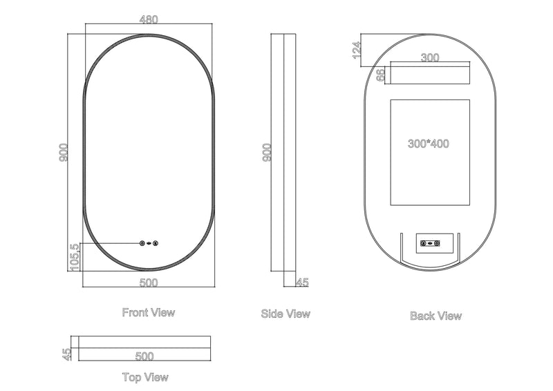 Maia 500×900mm LED Oval Mirror – Brushed Nickel Frame mercioaustralia