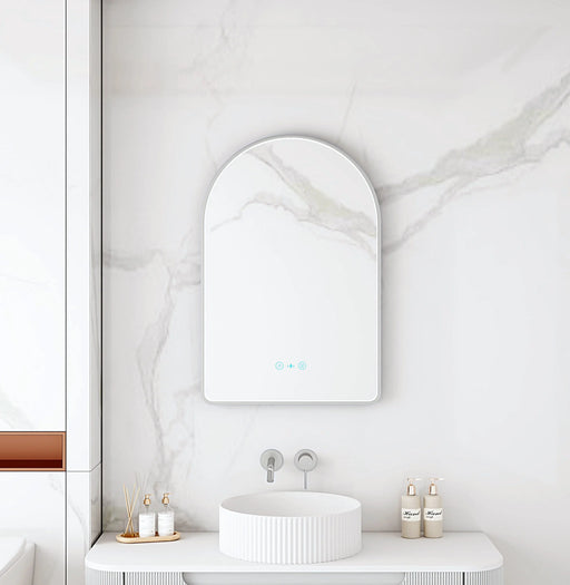 Maia 600×900mm LED Arch Mirror– Brushed Nickel Frame mercioaustralia