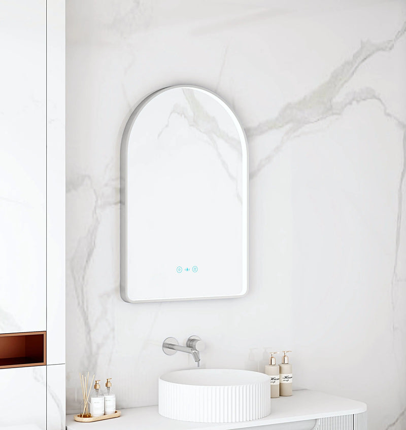 Maia 600×900mm LED Arch Mirror– Brushed Nickel Frame mercioaustralia