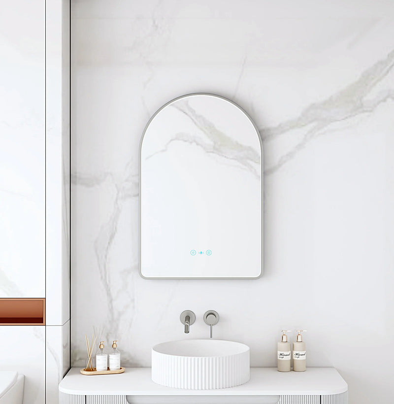 Maia 600×900mm LED Arch Mirror– Gun Metal Frame mercioaustralia
