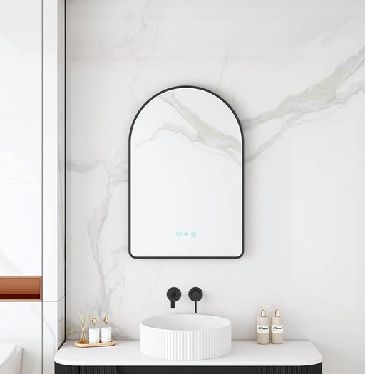 Maia 600×900mm LED Arch Mirror– Matt Black Frame mercioaustralia