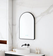 Maia 600×900mm LED Arch Mirror– Matt Black Frame mercioaustralia