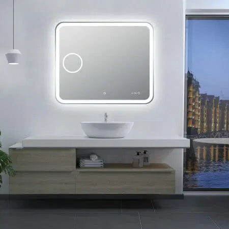 Rectangle Frameless Mirror with Magnifier and Digital Clock 900x750mm/1200x800mm/1500x800mm