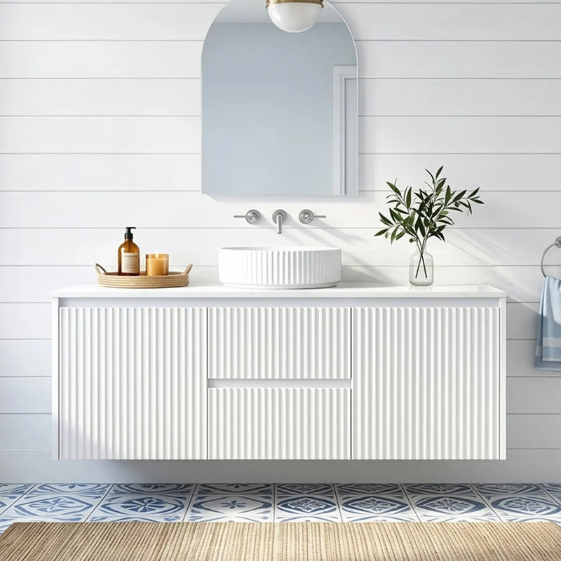 Crete Modern Wall Hung Vanity Matte White LK-MC1221W-MW