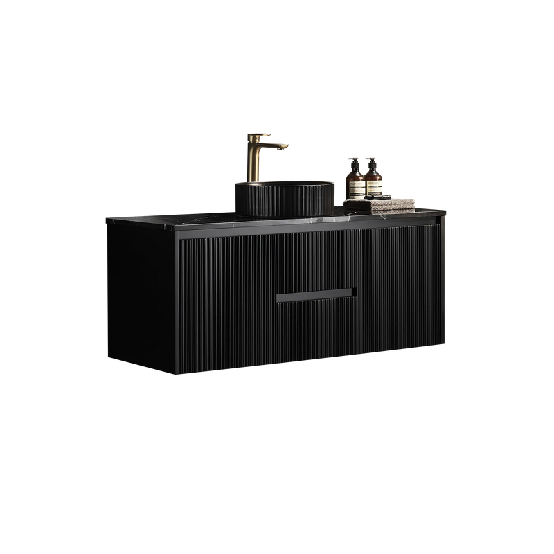Crete Modern Wall Hung Vanity Matte Black LK-MC1221W-MB