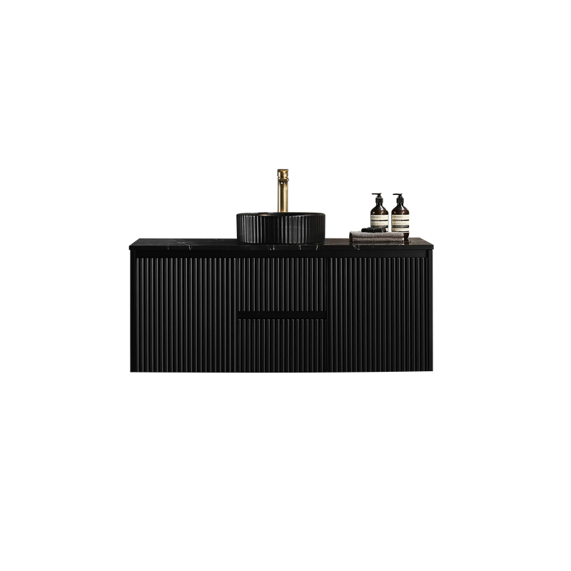 Crete Modern Wall Hung Vanity Matte Black LK-MC1221W-MB