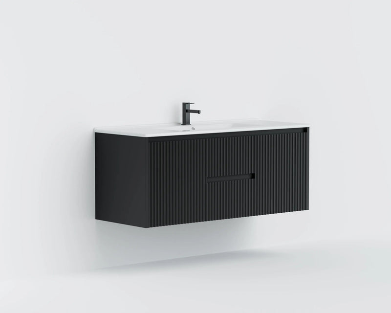 Crete Modern Wall Hung Vanity Matte Black LK-MC1221W-MB