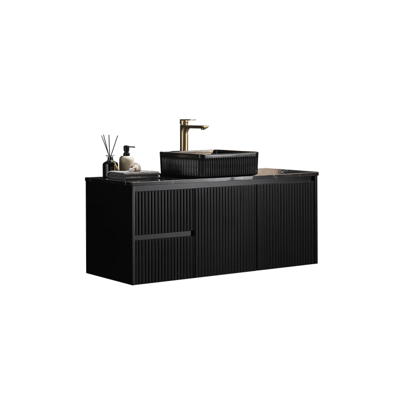 Crete Modern Wall Hung Vanity Matte Black LK-MC124LW-MB