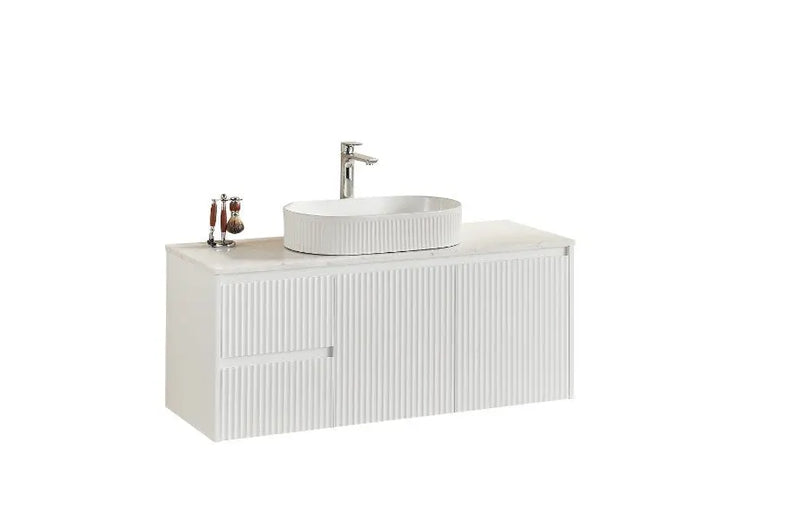 Crete Modern Wall Hung Vanity Matte White LK-MC124LW-MW