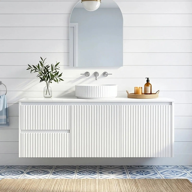 Crete Modern Wall Hung Vanity Matte White LK-MC124LW-MW